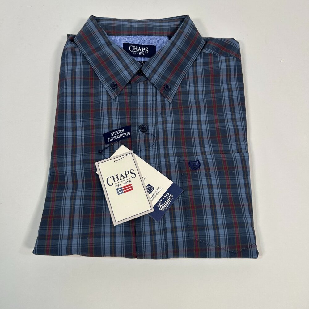 Chaps brand button-down shirt featuring wrinkle-resistant, easy-care